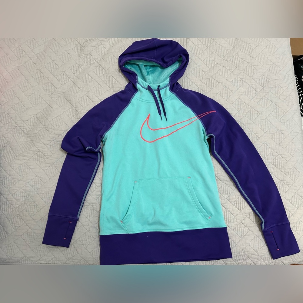 Nike Teal and Purple Hoodie